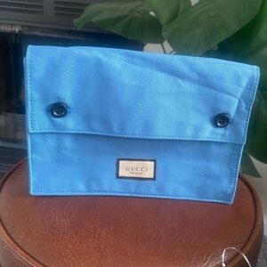 Gucci beauty bag in blue cotton with a button closure
